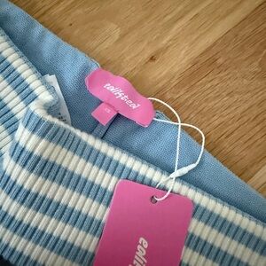 Edikted Sky Blue and Cream Striped Knit